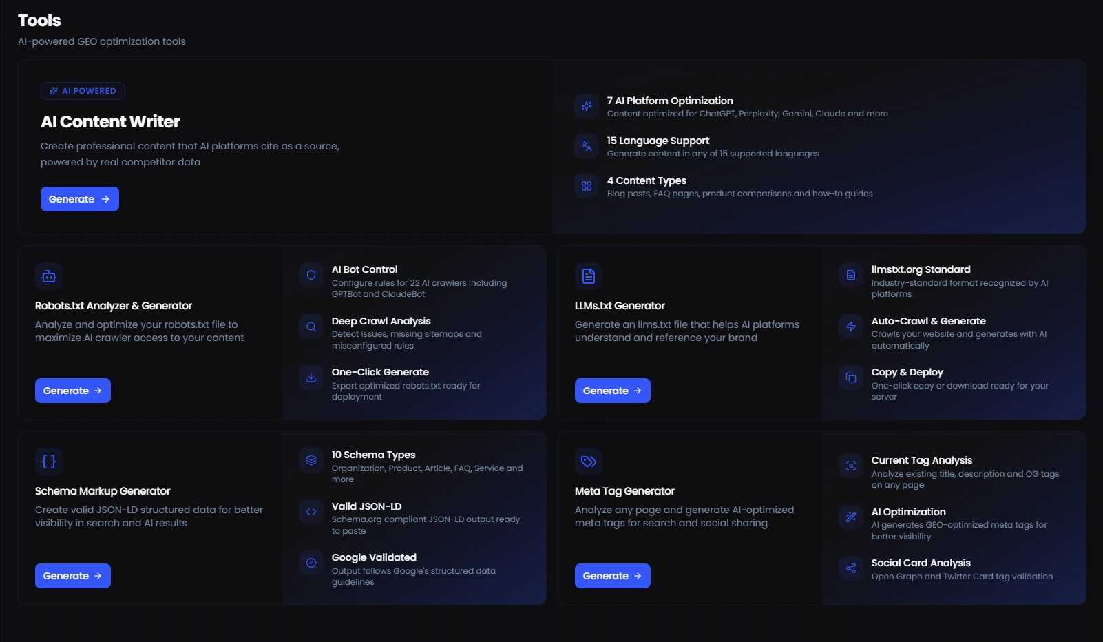 Screenshot der Pleqo GEO Tools